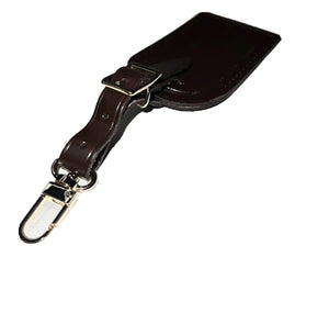 Louis Vuitton Brown Name Tag w/ JUN Initials Damier Ebene Leather Goldtone