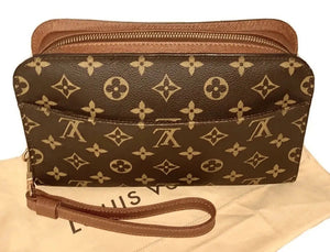 Louis Vuitton Orsay Classic Monogram Clutch Bag 🍁 w/ Dust-bag wrist Strap