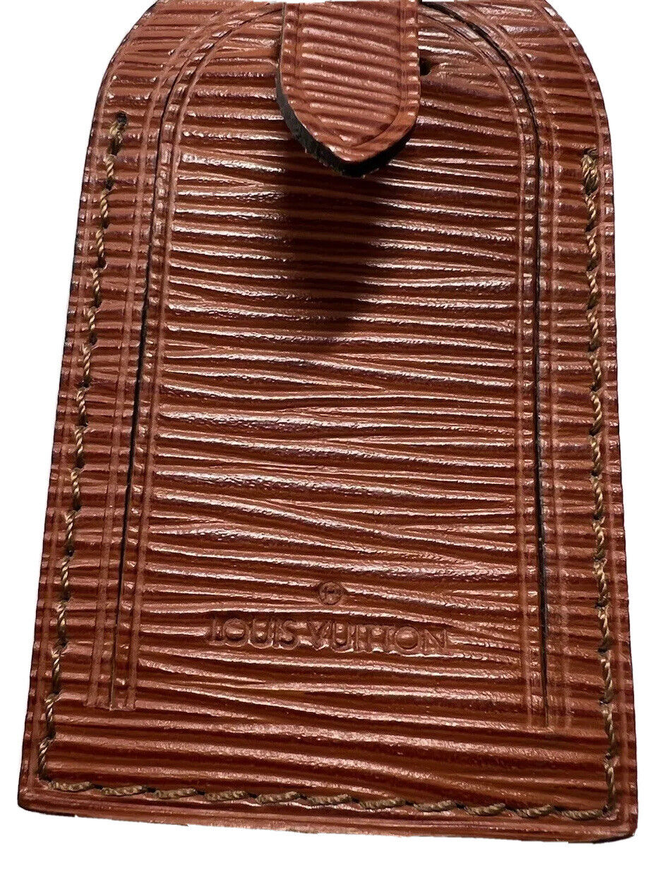Louis Vuitton Epi Leather  Kenyan Fawn Name Tag w/ Strap Set