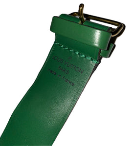 Louis Vuitton Green Leather Strap Poignet Calfskin Goldtone Brass