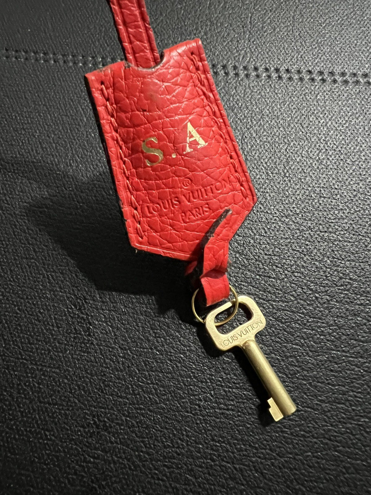 Louis Vuitton PARIS Red Clochette Keybell Leather w/ Skeleton Key