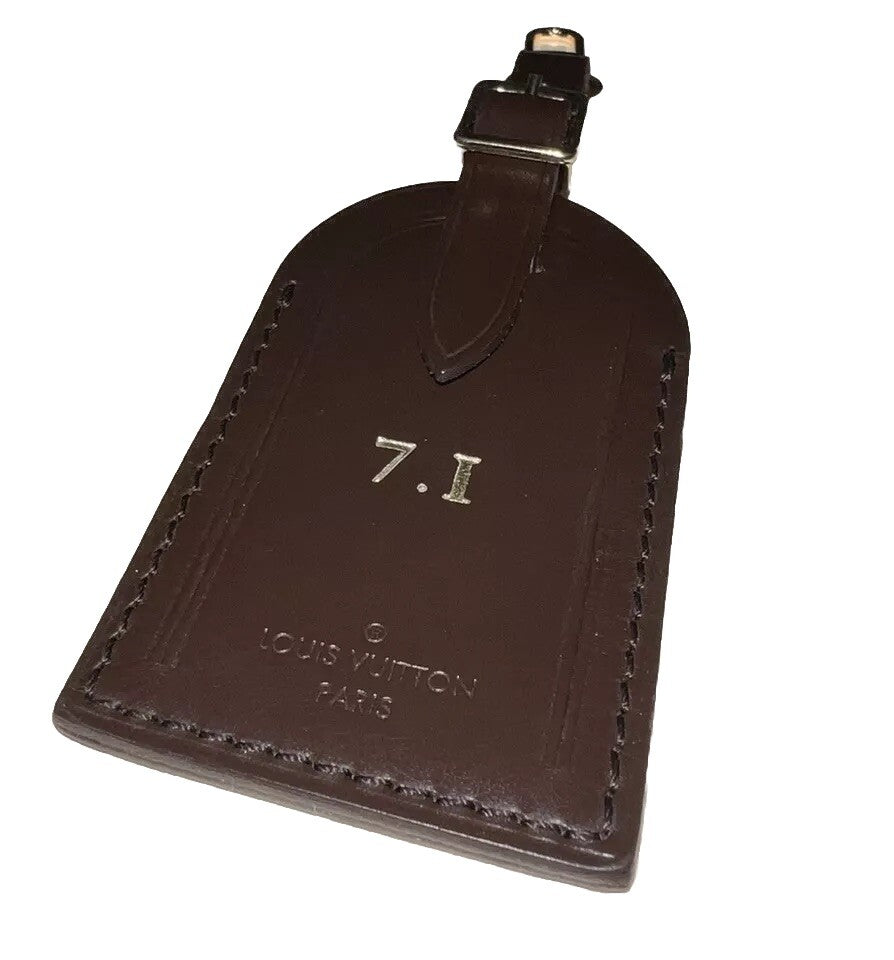 Rare Louis Vuitton # 71 Name Tag Damier Ebene Goldtone UEC