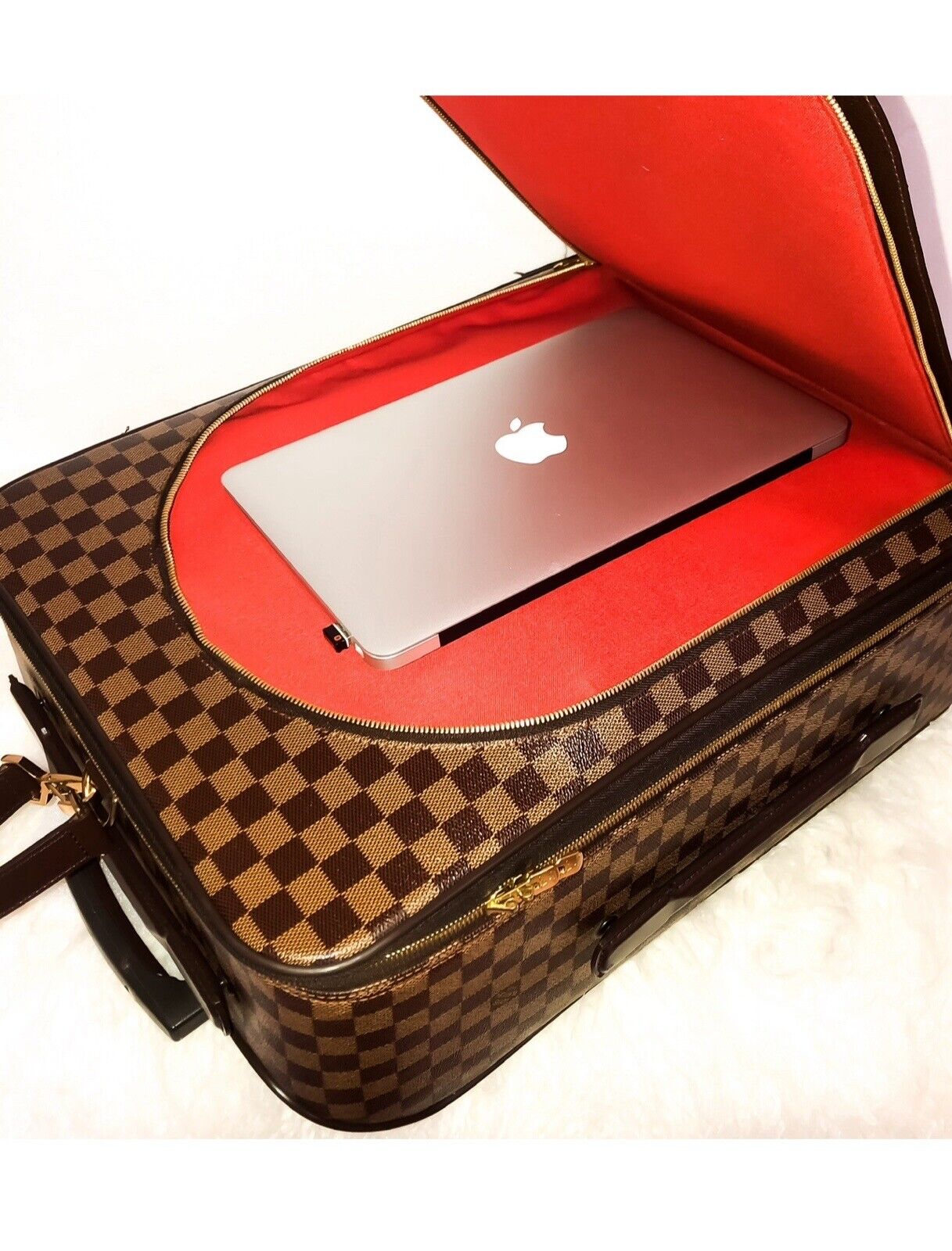 Louis Vuitton Pegase Damier Ebene Rolling Suitcase Bag w/ Garment Hanger +COA