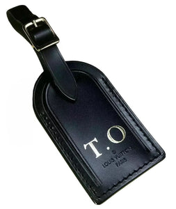 Louis Vuitton Name Tag w/ TO Initials  Goldtone Black Calfskin