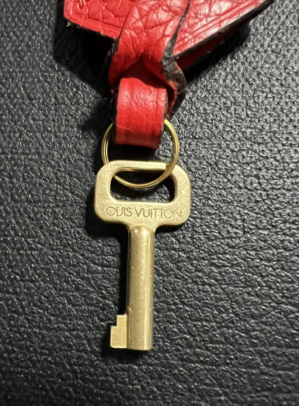 Louis Vuitton PARIS Red Clochette Keybell Leather w/ Skeleton Key
