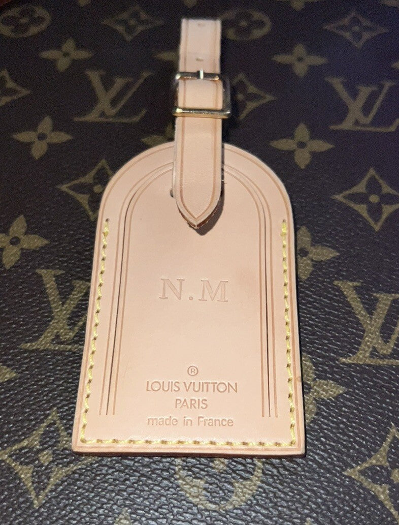 Louis Vuitton ID Tag w/ NM Stamped Initials Goldtone - Natural Vachetta Large