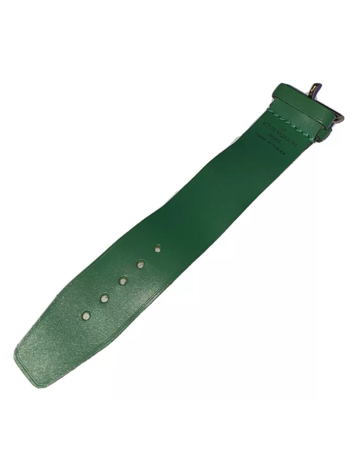 Louis Vuitton Green Strap Poignet Leather Goldtone Buckle France