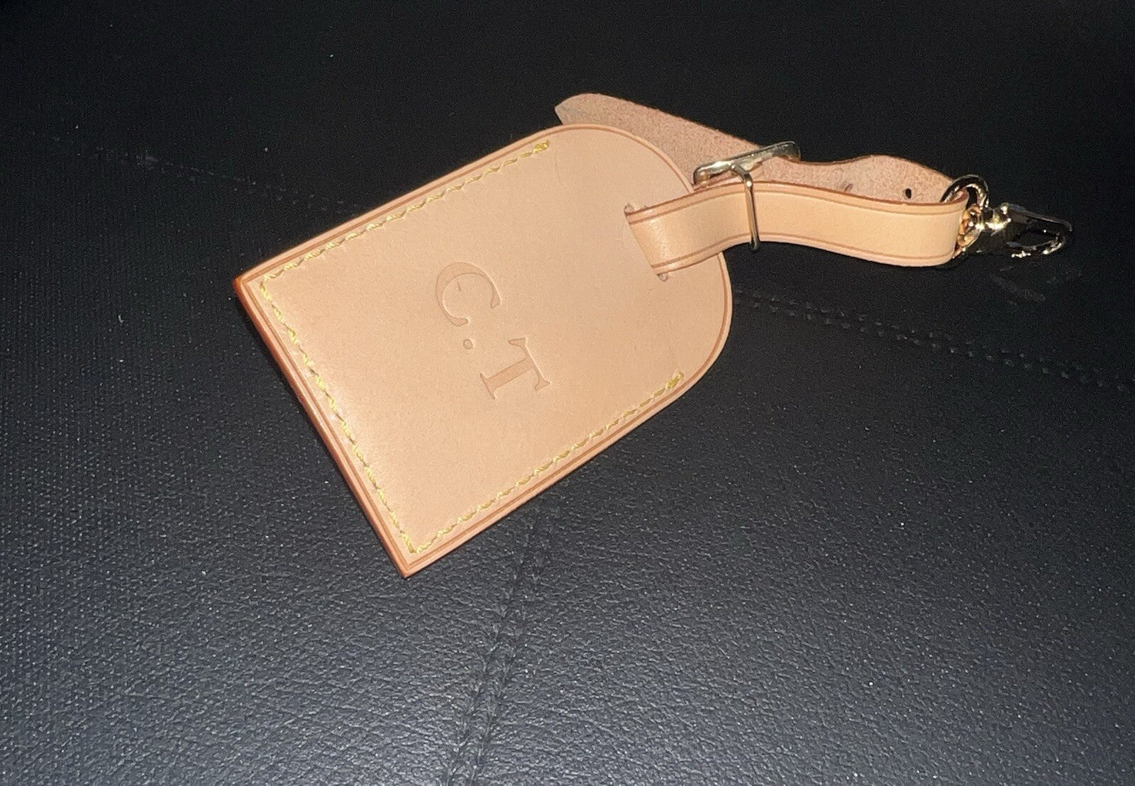 Louis Vuitton ID Name Tag CT Initials Goldtone - Natural Vachetta