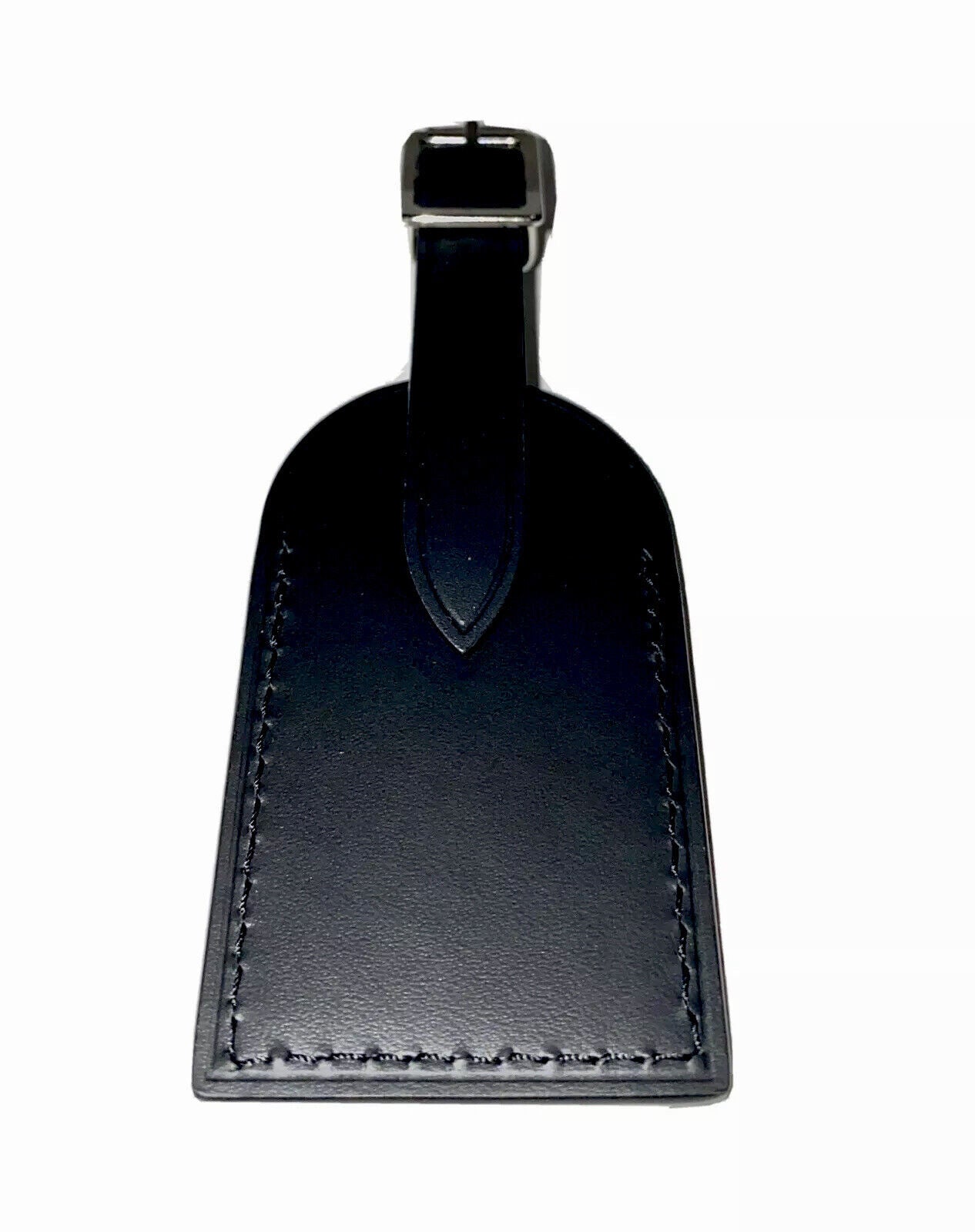 Louis Vuitton Name Tag w/ FA Stamped Black Leather Small Goldtone - France