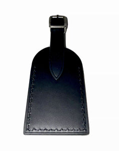 Louis Vuitton Name Tag w/ FA Stamped Black Leather Small Goldtone - France