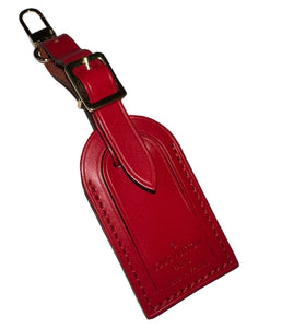 Louis Vuitton Red Leather Name Tag Calfskin Goldtone Metal Small ❤️ - 1 Pc