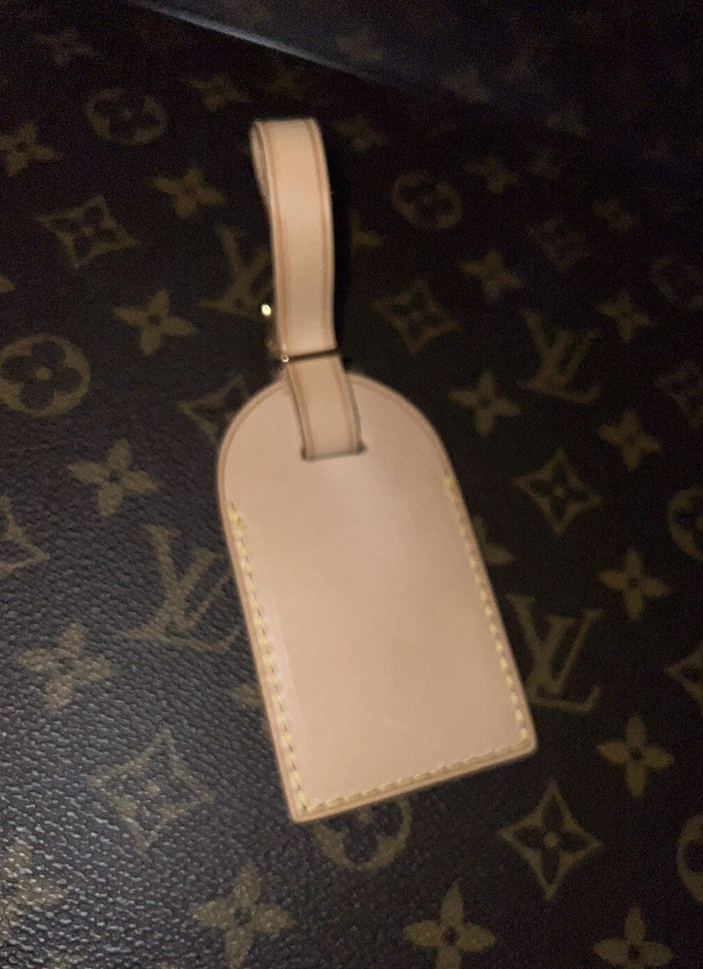 Louis Vuitton ID Tag w/ NM Stamped Initials Goldtone - Natural Vachetta Large