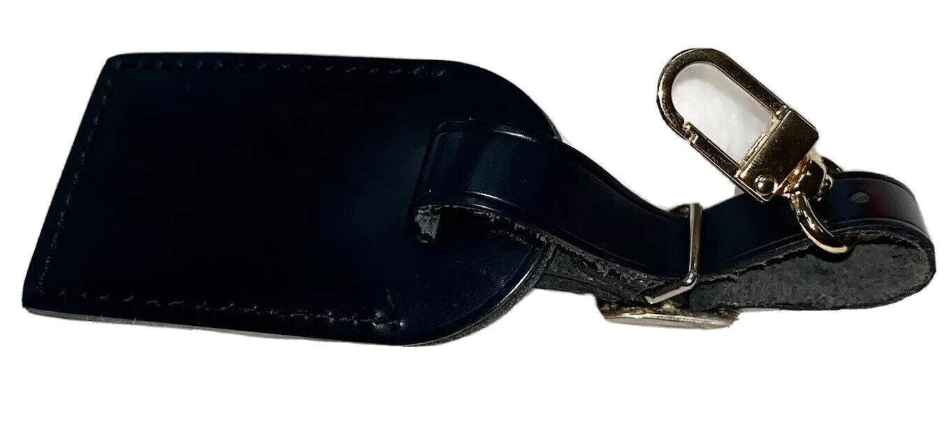 Louis Vuitton Name Tag w/ FA Stamped Black Leather Small Goldtone - France