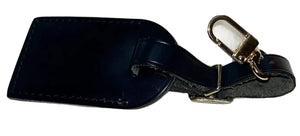 Louis Vuitton Name Tag w/ FA Stamped Black Leather Small Goldtone - France