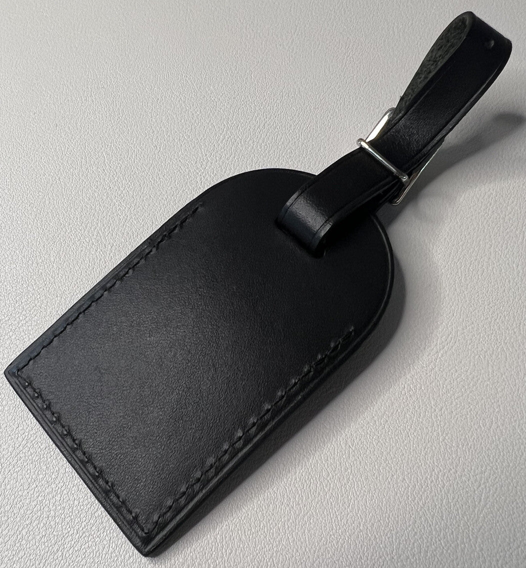 Louis Vuitton Paris Black Leather ID Tag w/ Silvertone SU Initials