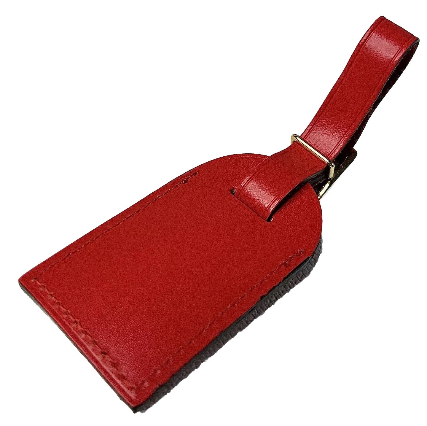 Louis Vuitton Red Leather Name Tag Calfskin Goldtone Metal Small ❤️ - 1 Pc