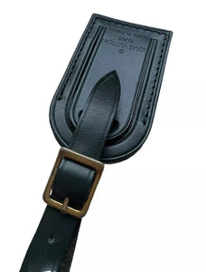 Louis Vuitton Winter Green Leather ID Tag Small Goldtone Rare “Blank”