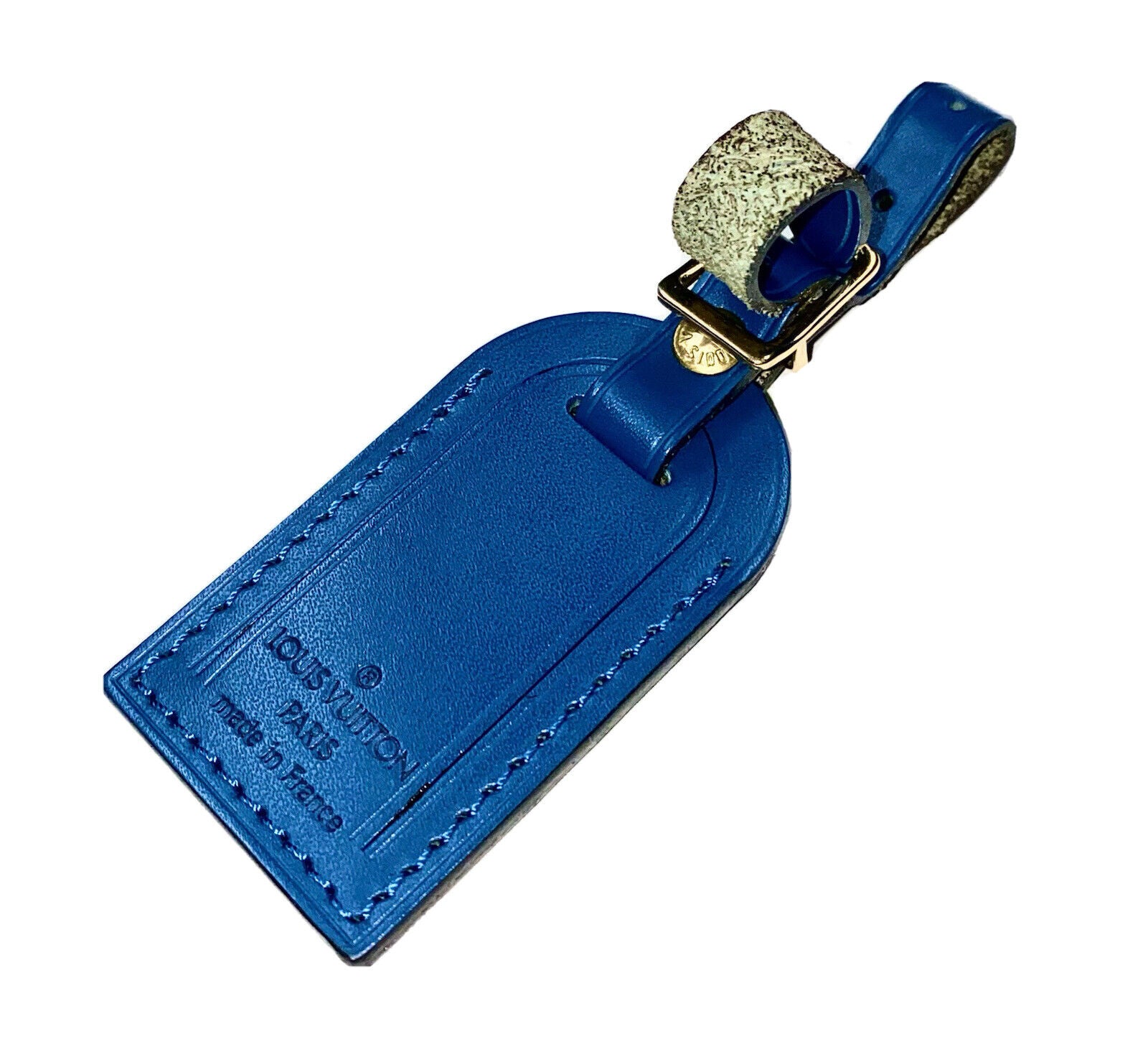 Louis Vuitton Blue Name Tag Small Goldtone Calfskin Leather- 1 pc