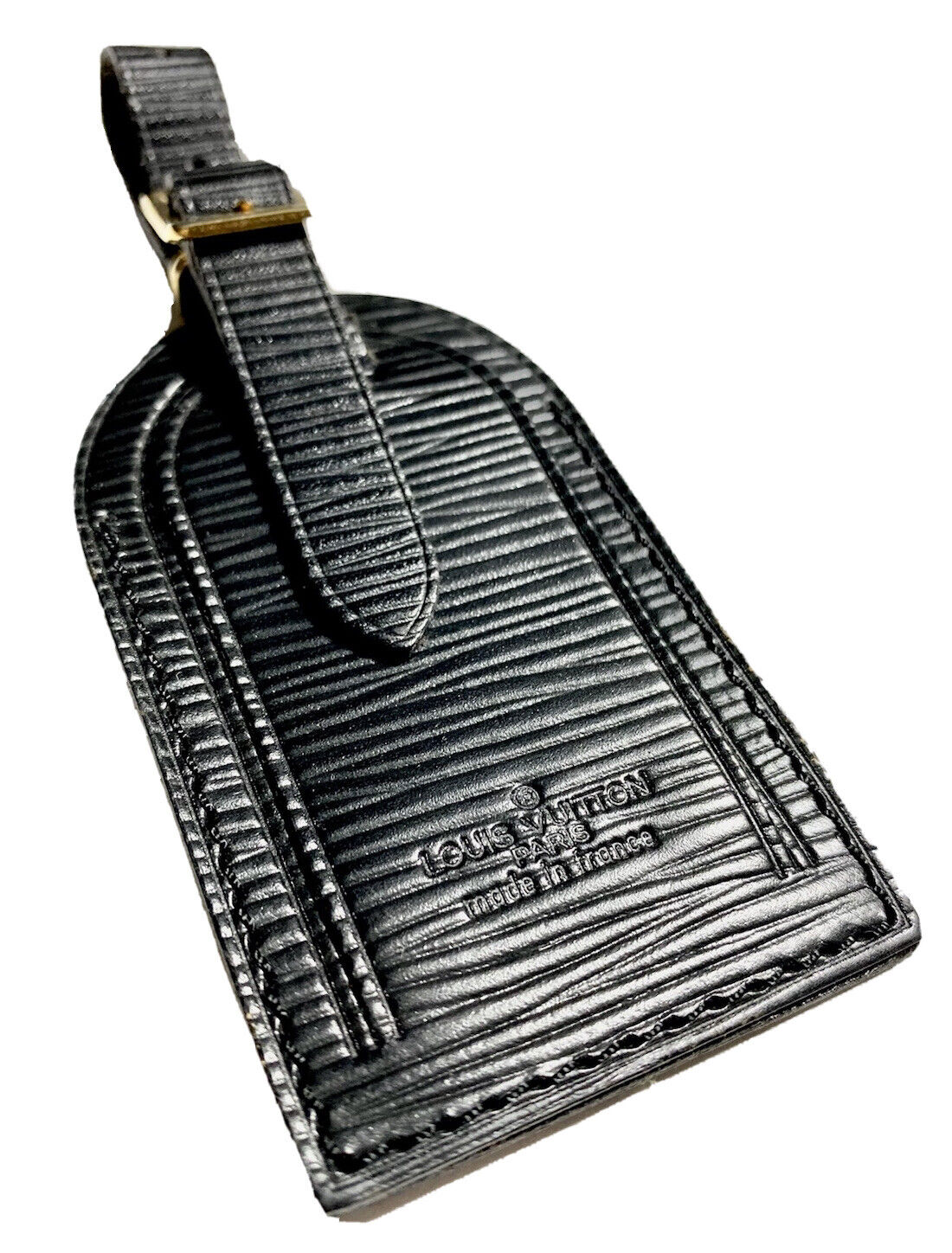 Louis Vuitton Epi Black Leather Name Tag Fits Epi Keepall Bag