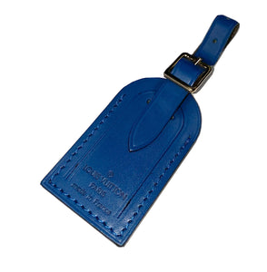 Louis Vuitton Blue Name Tag Small Goldtone Calfskin Leather- 1 pc