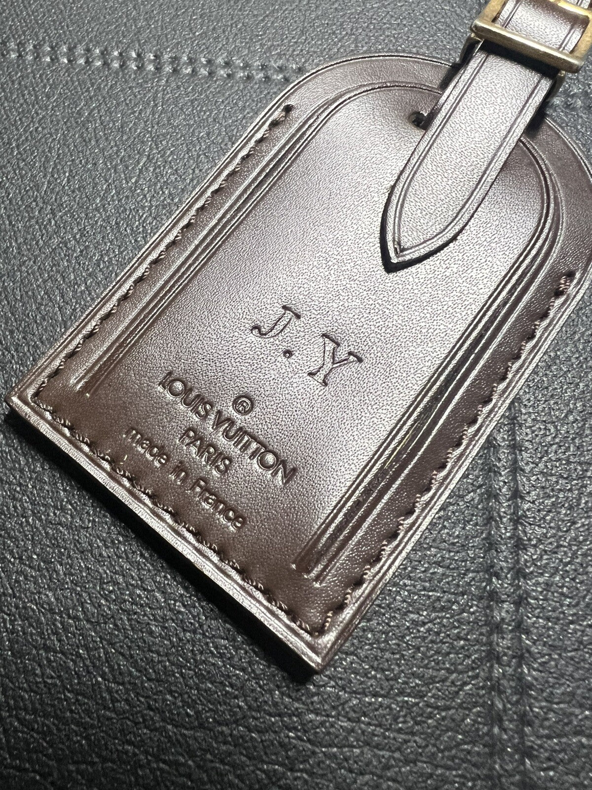 Louis Vuitton ID Name Tag w/ JY Stamped J Y Large Damier Ebene Goldtone - France