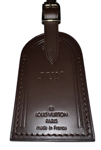 Louis Vuitton Brown Name Tag w/ JUN Initials Large Damier Ebene Goldtone