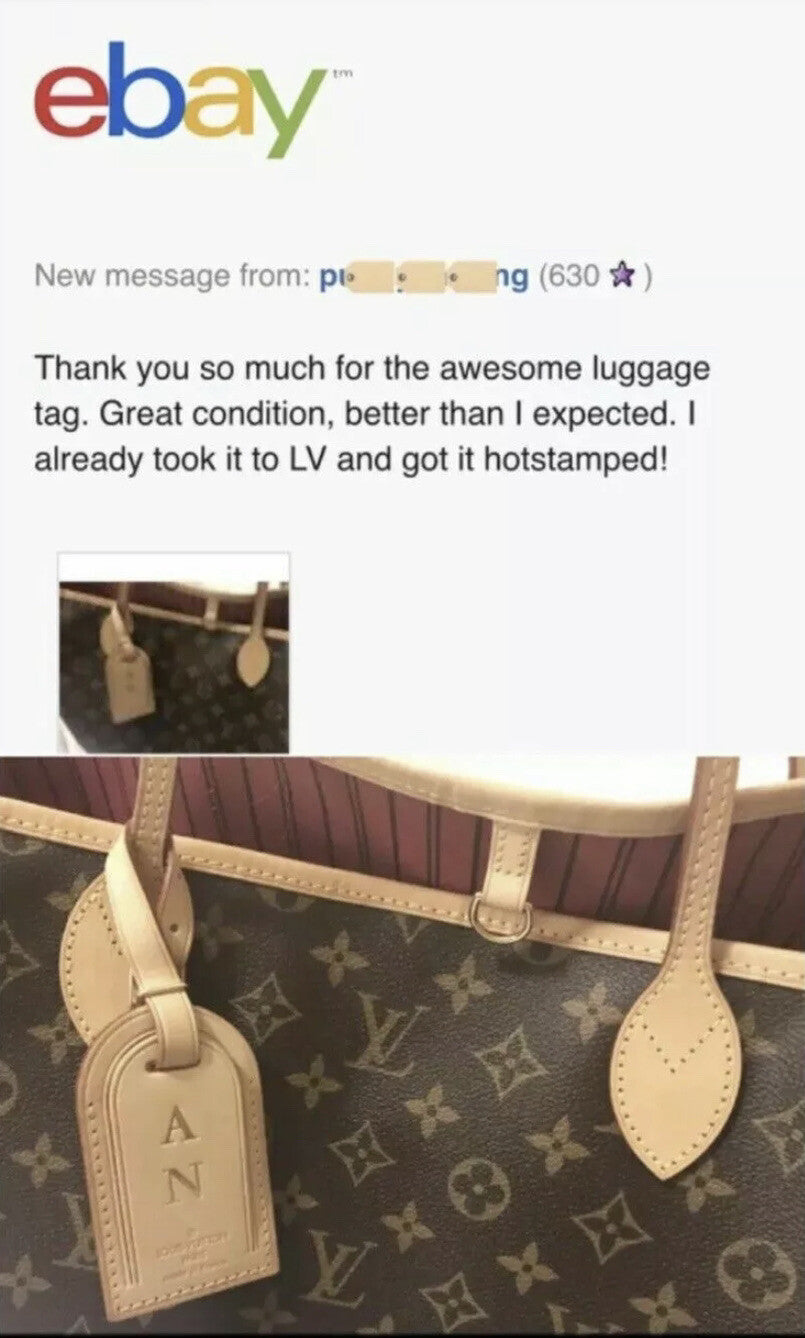 Louis Vuitton Luggage Name Tag Tan Vachetta Large Authentic 💝