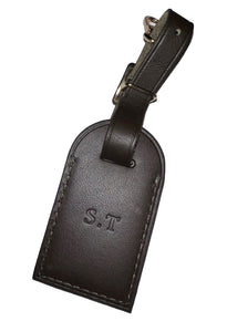 Louis Vuitton ID Name Tag ST Initials Dark Brown Leather TS Goldtone Small