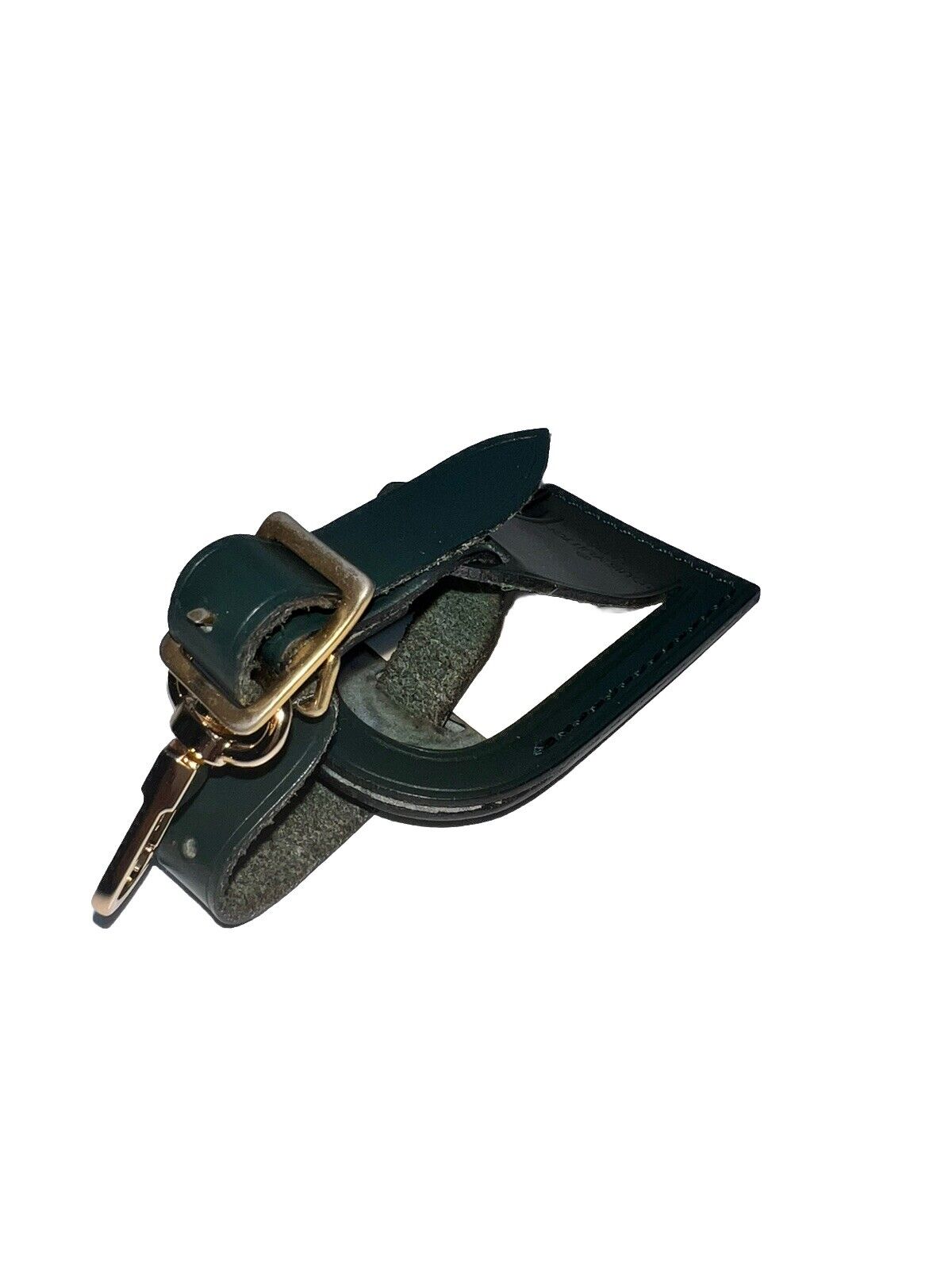 Rare Louis Vuitton Winter Green Leather Name Tag Small Calfskin Goldtone 1