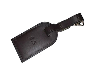 Louis Vuitton ID Name Tag ST Initials Dark Brown Leather TS Goldtone Small