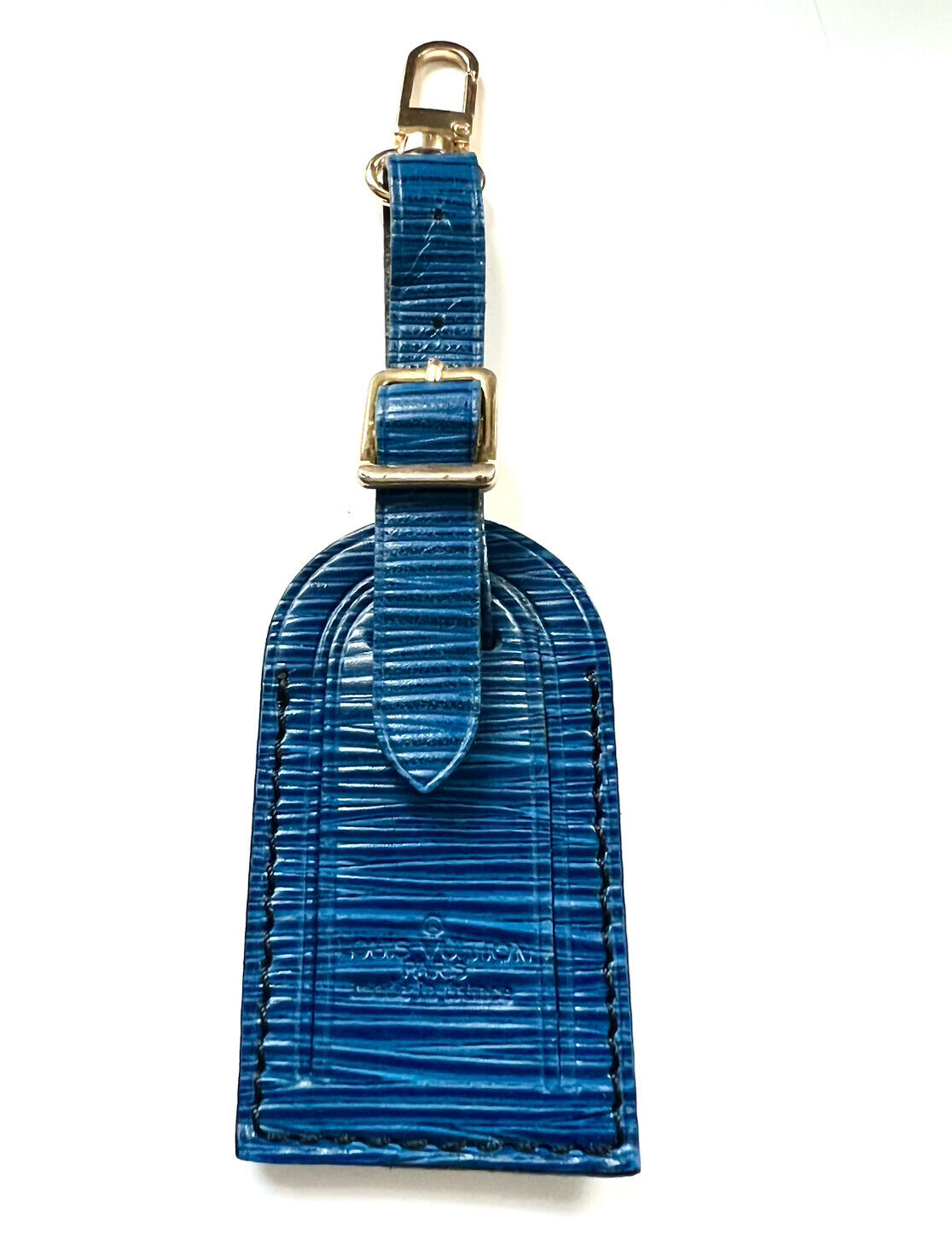 Louis Vuitton Name Tag Blue Toledo Goldtone - Small Epi Leather 🩵