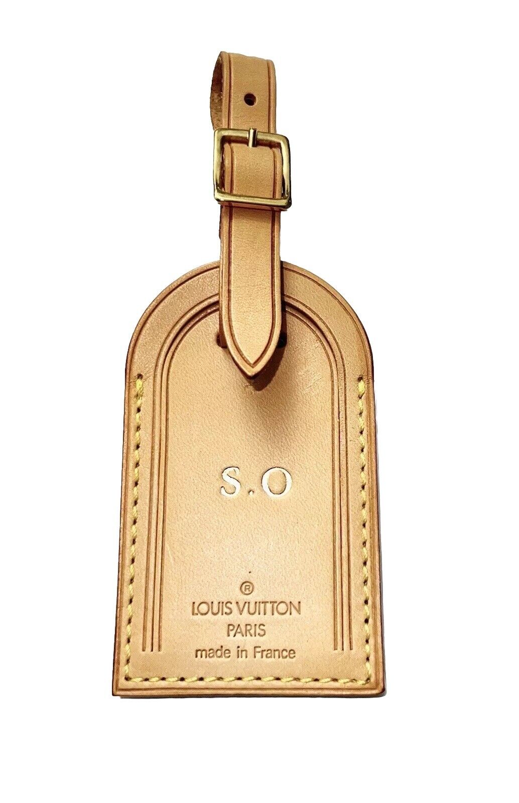 Louis Vuitton Name Tag w/ SO Initials Goldtone - France Large