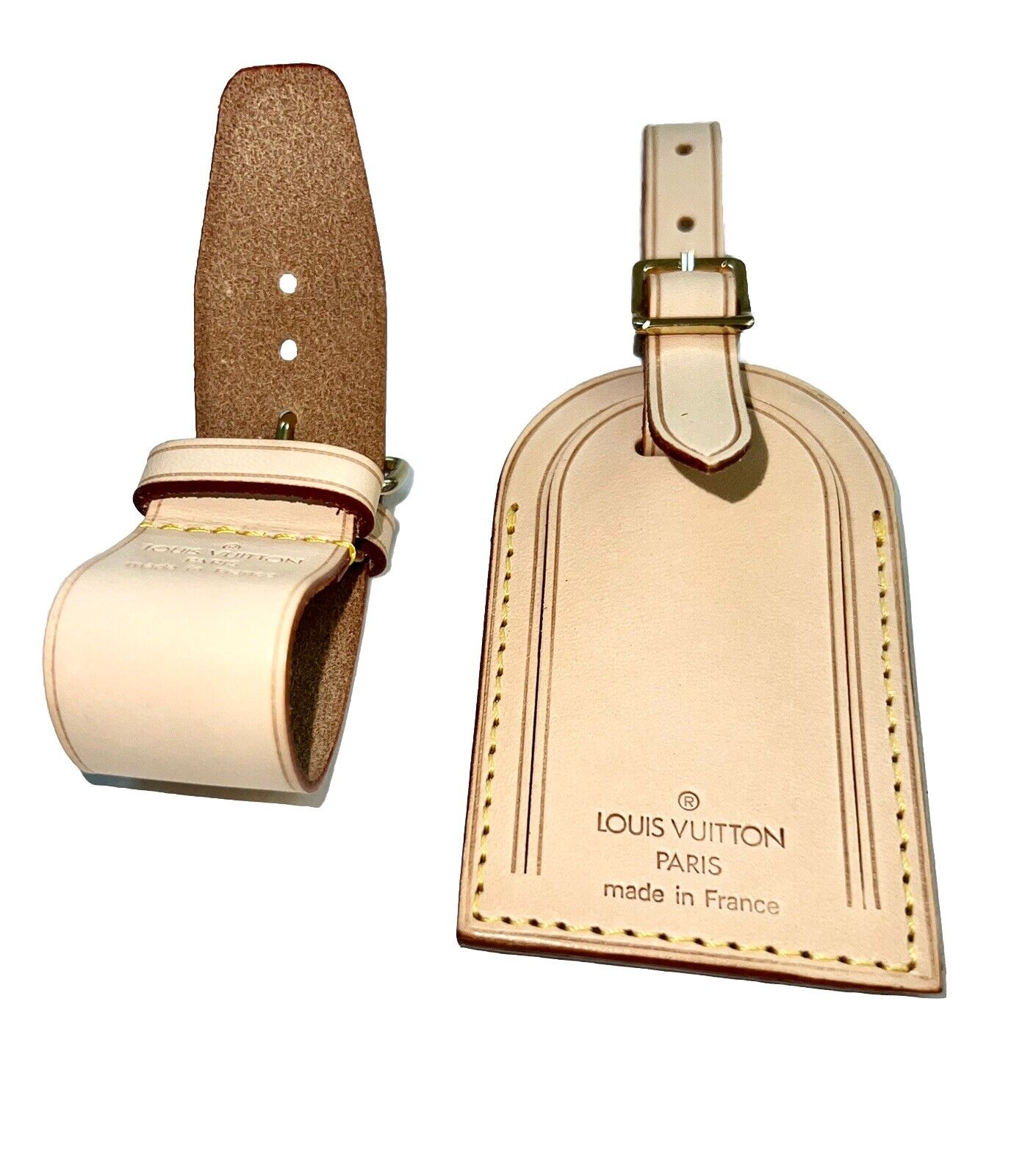 Louis Vuitton Name Tag w/ Strap Natural Vachetta Leather Blank- 002