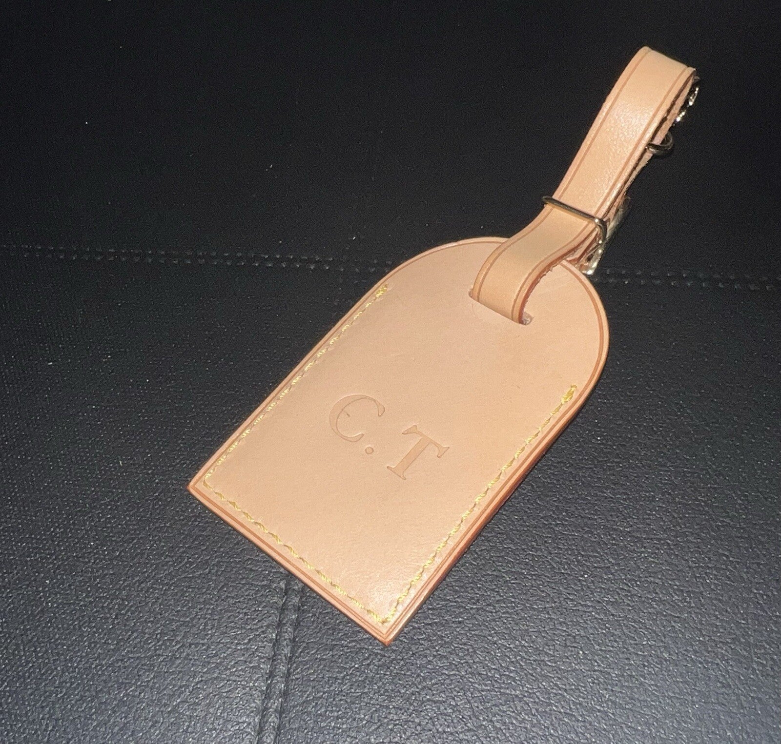 Louis Vuitton ID Name Tag CT Initials Goldtone - Natural Vachetta
