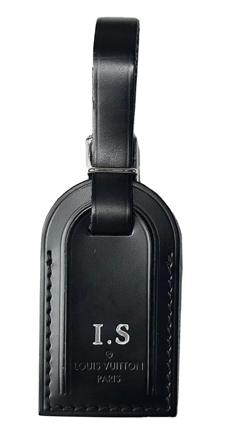 Louis Vuitton Leather Name Tag w/ IS Initials Black Small - Silvertone UEC