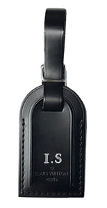 Louis Vuitton Leather Name Tag w/ IS Initials Black Small - Silvertone UEC