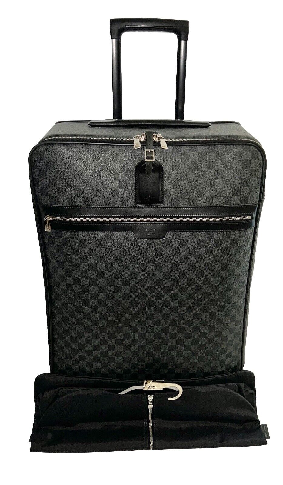 Louis Vuitton Pegase 65 Graphite Suitcase Unisex Luggage Bag Silvertone COA