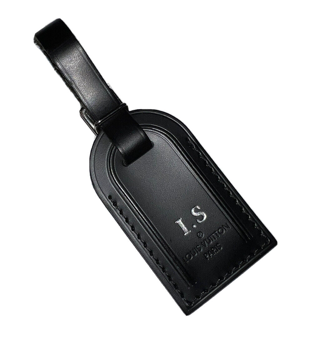 Louis Vuitton Leather Name Tag w/ IS Initials Black Small - Silvertone UEC