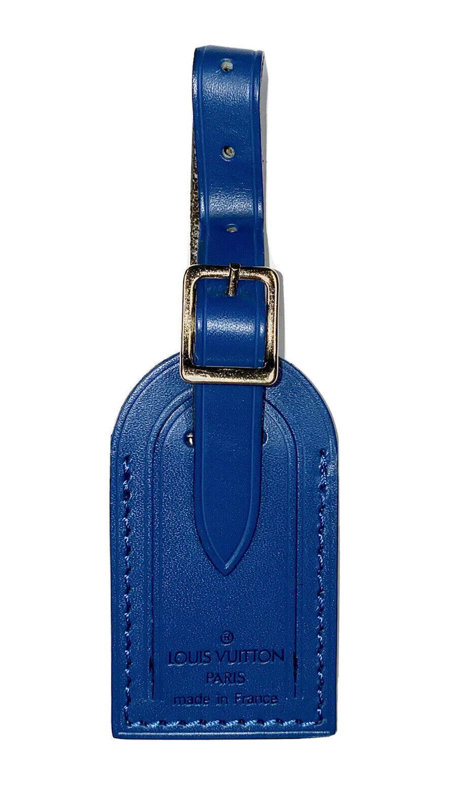 Louis Vuitton Blue Name Tag Small Goldtone Calfskin Leather- 1 pc