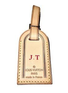 Louis Vuitton Name Tag w/ JT Initials Goldtone - Natural Vachetta Small