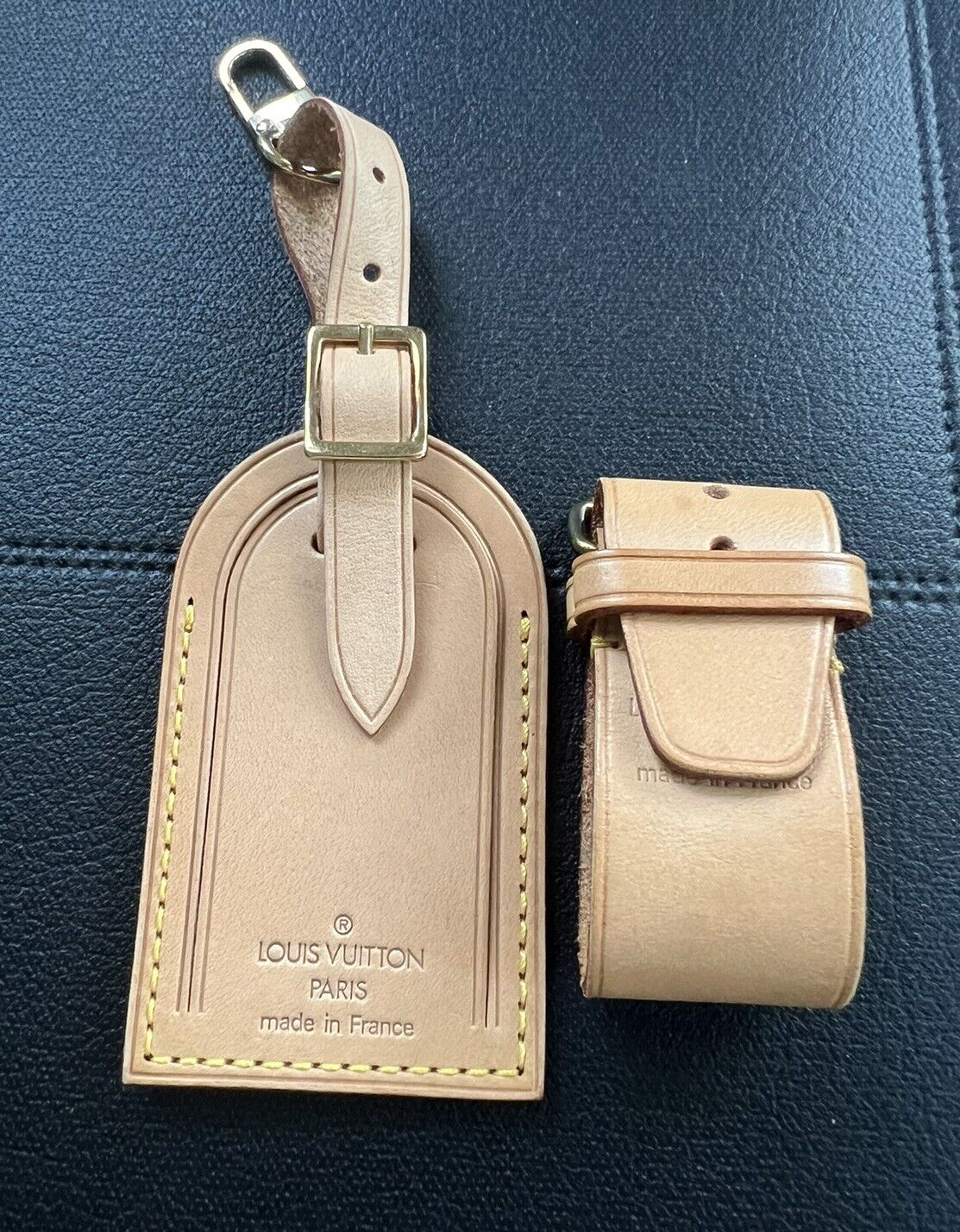 Louis Vuitton Name Tag Natural Vachetta Large w/ Poignet Strap - 1 Set 007