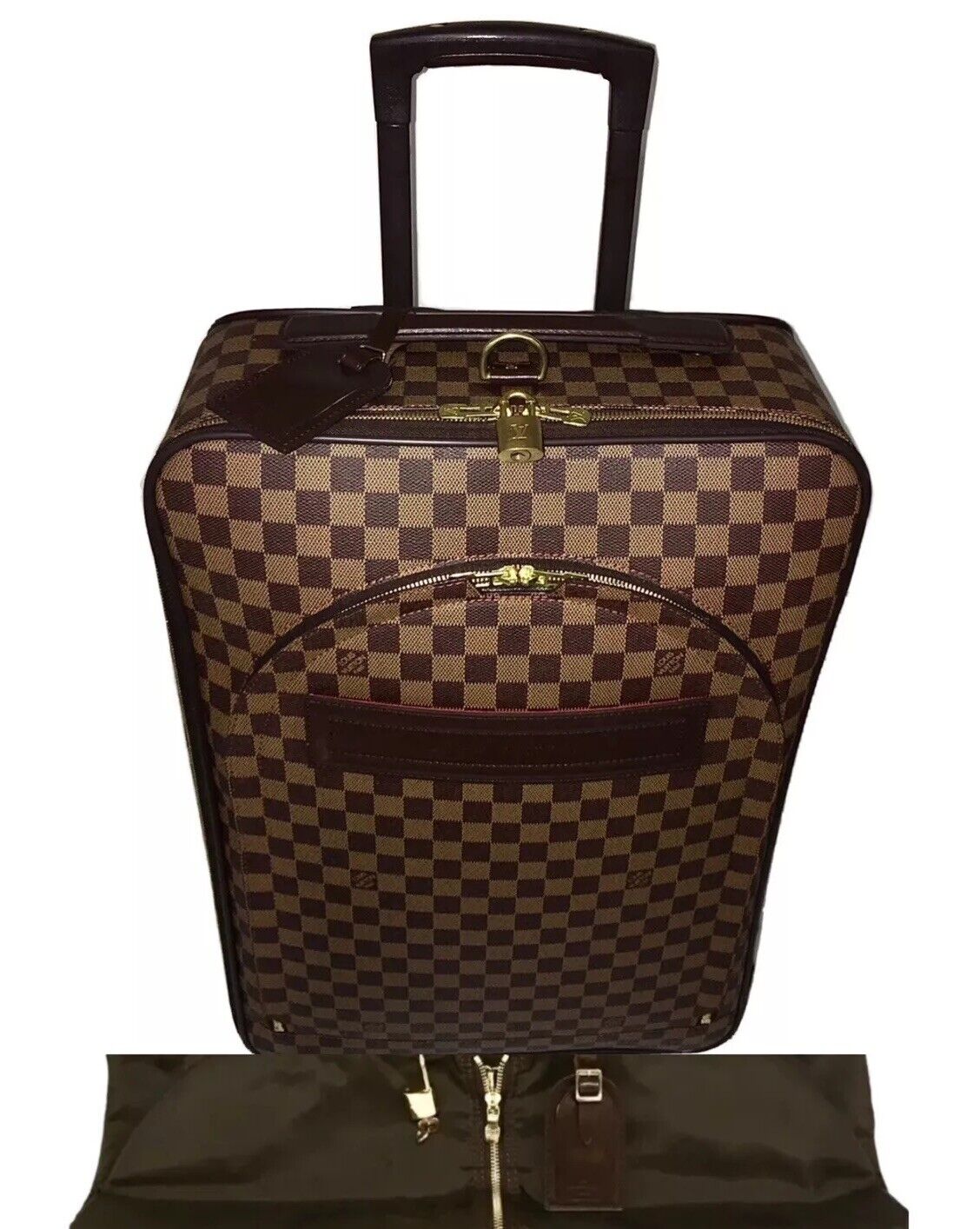 Louis Vuitton Pegase Damier Ebene Rolling Suitcase Bag w/ Garment Hanger +COA