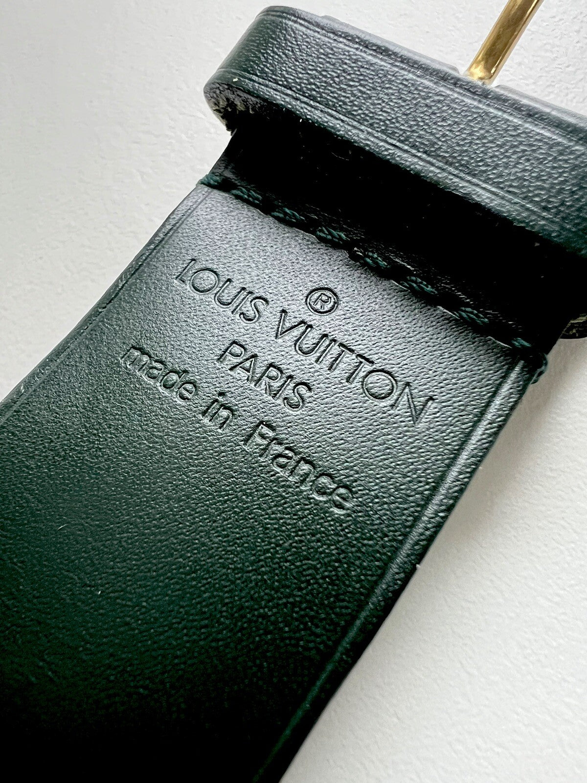 Louis Vuitton Winter Green Leather Strap w/ Goldtone Poignet UEC France