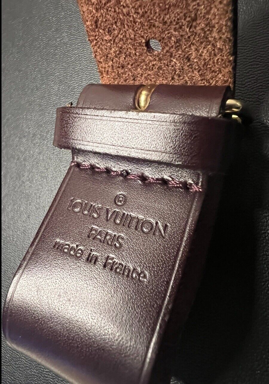 Louis Vuitton Maroon Bordeaux Strap Loop Brown Goldtone Buckle Poignet UEC