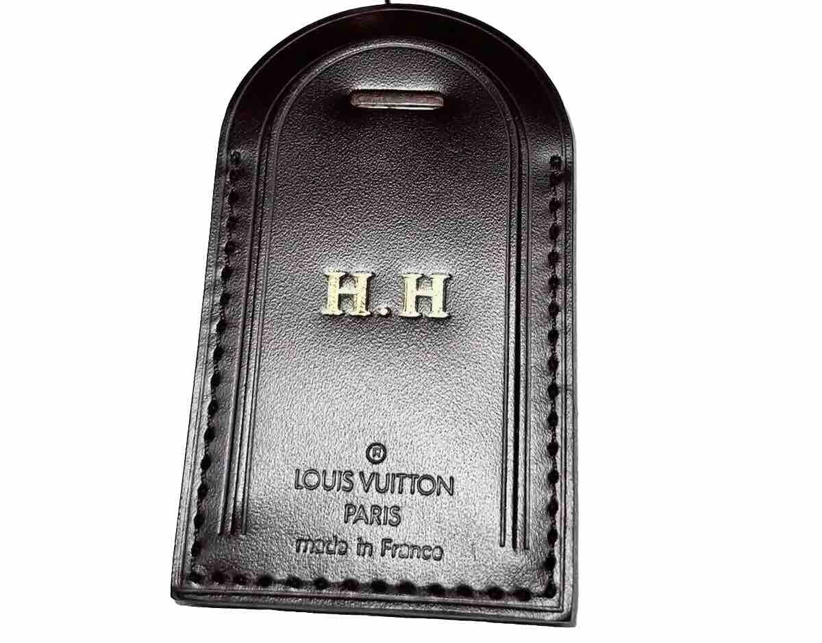 Louis Vuitton Name Tag w/ HH Goldtone Stamped Damier Ebene