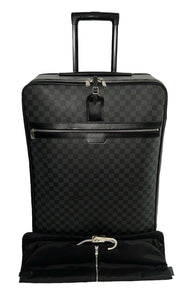 Louis Vuitton Pegase 65 Graphite Suitcase Unisex Luggage Bag Silvertone COA