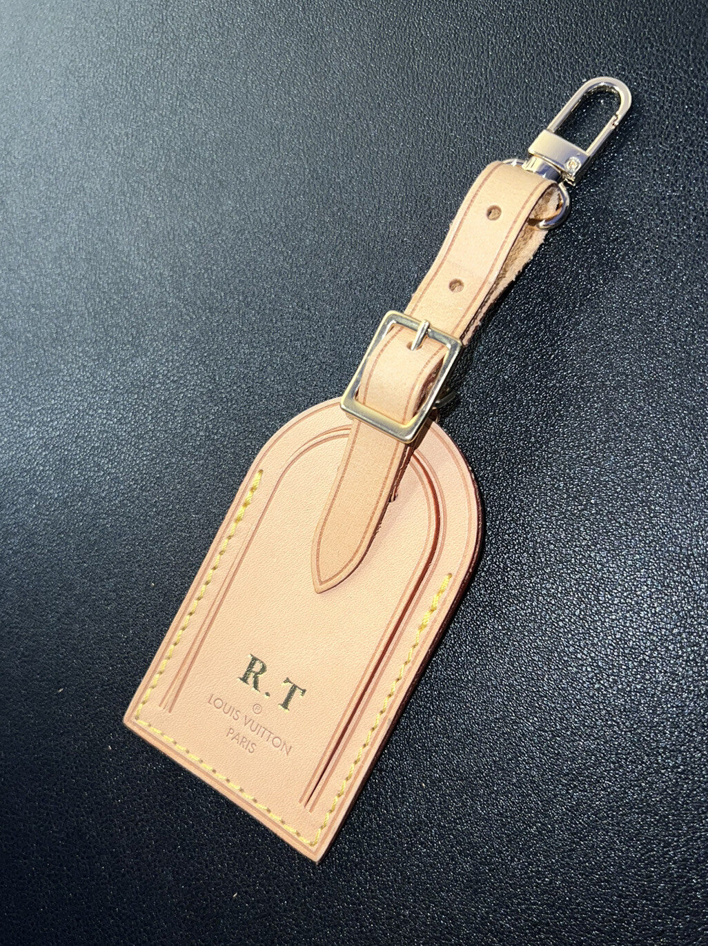 Louis Vuitton Paris ID Name Tag w/ R T Golden Stamp- Natural Vachetta TR Large
