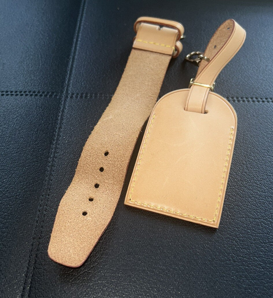 Louis Vuitton Name Tag Natural Vachetta Large w/ Poignet Strap - 1 Set 007