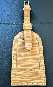 Louis Vuitton Luggage Name Tag Epi Beige Leather Large Pristine