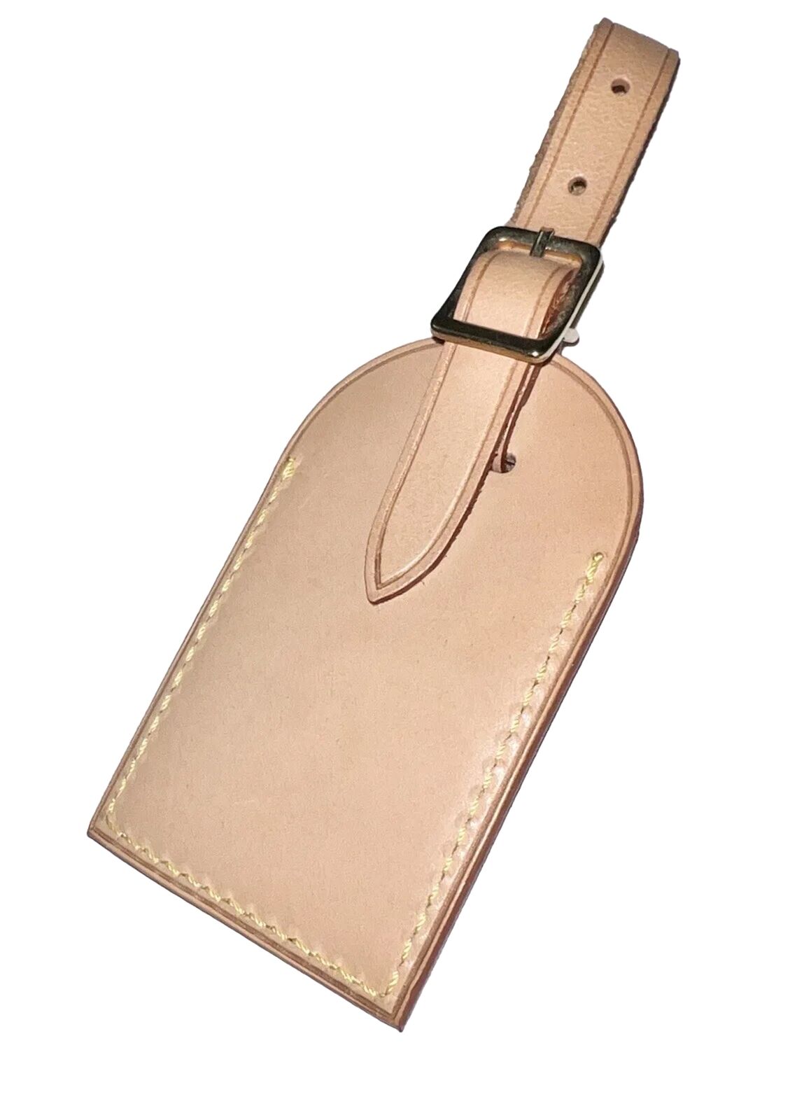 Louis Vuitton Name Tag w/ FK Initials Goldtone - Natural Vachetta Large